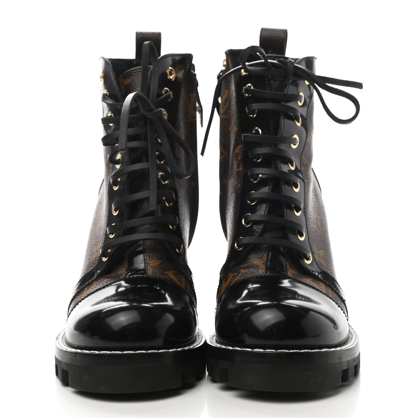 Patent Calfskin Monogram Star Trail Ankle Boots 39 Black