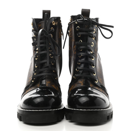 Louis Vuitton Patent Calfskin Monogram Star Trail Ankle Boots 39 Black 2 of 8