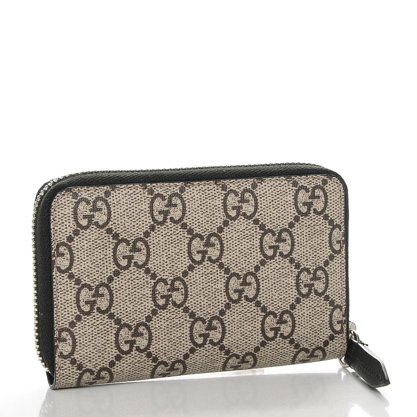 GG Supreme Monogram Tiger Print Zip Around Card Case Black