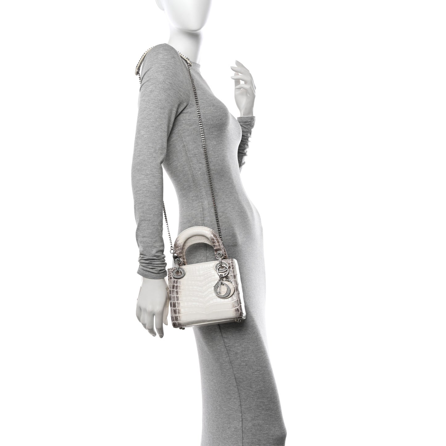 Niloticus Crocodile Himalaya Crystal Mini Lady Dior White