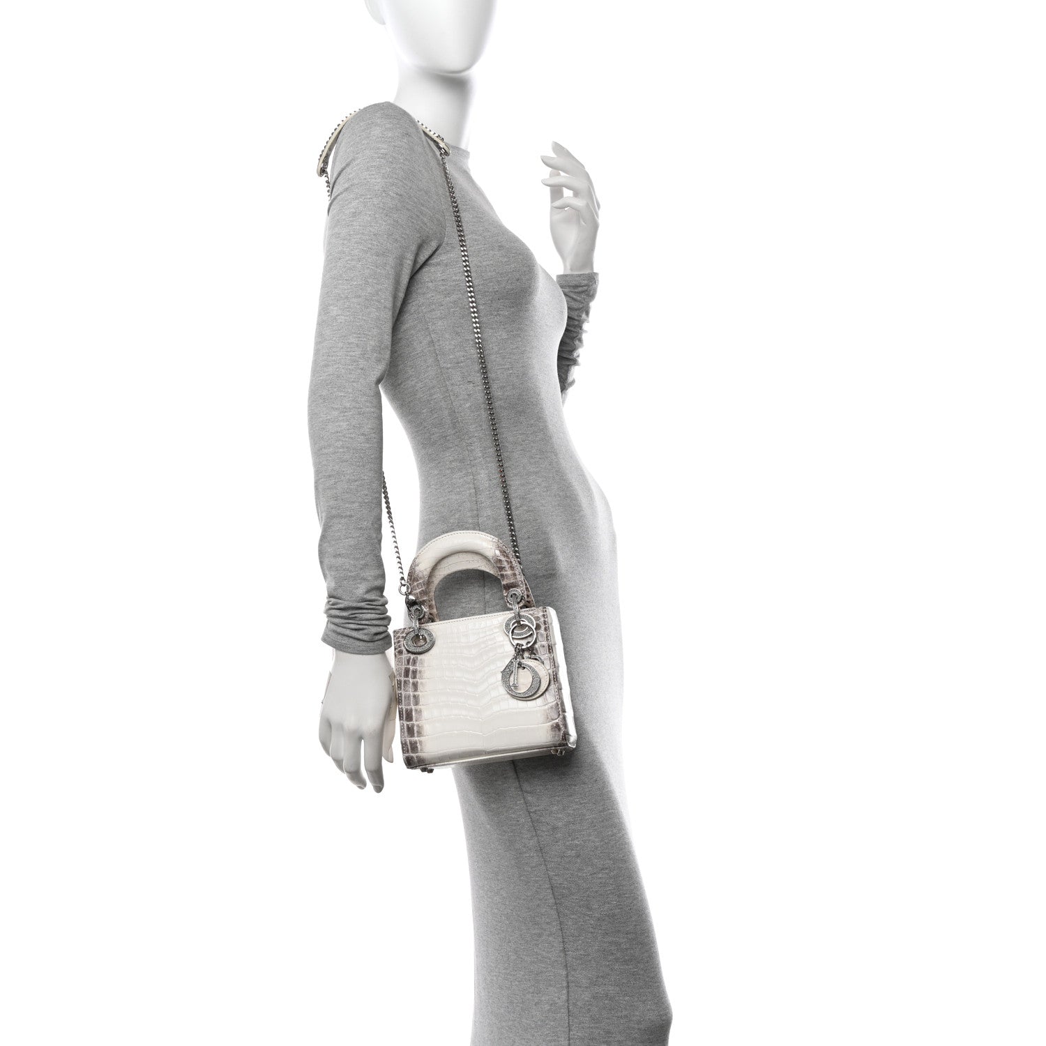Christian Dior Niloticus Crocodile Himalaya Crystal Mini Lady Dior White 2 of 15