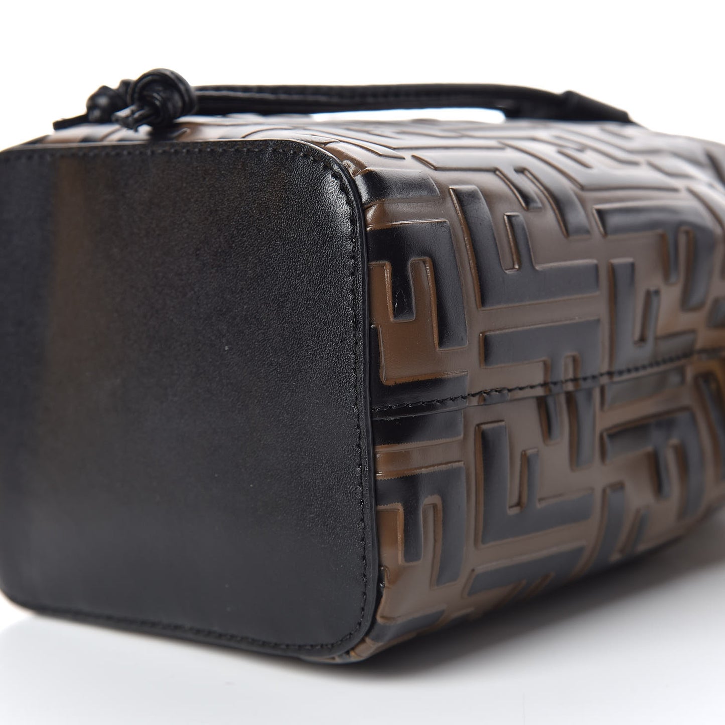 Vitello Liberty F is Fendi Bi-Color FF 1974 Embossed Mini Mon Tresor Bucket Bag Maya Black