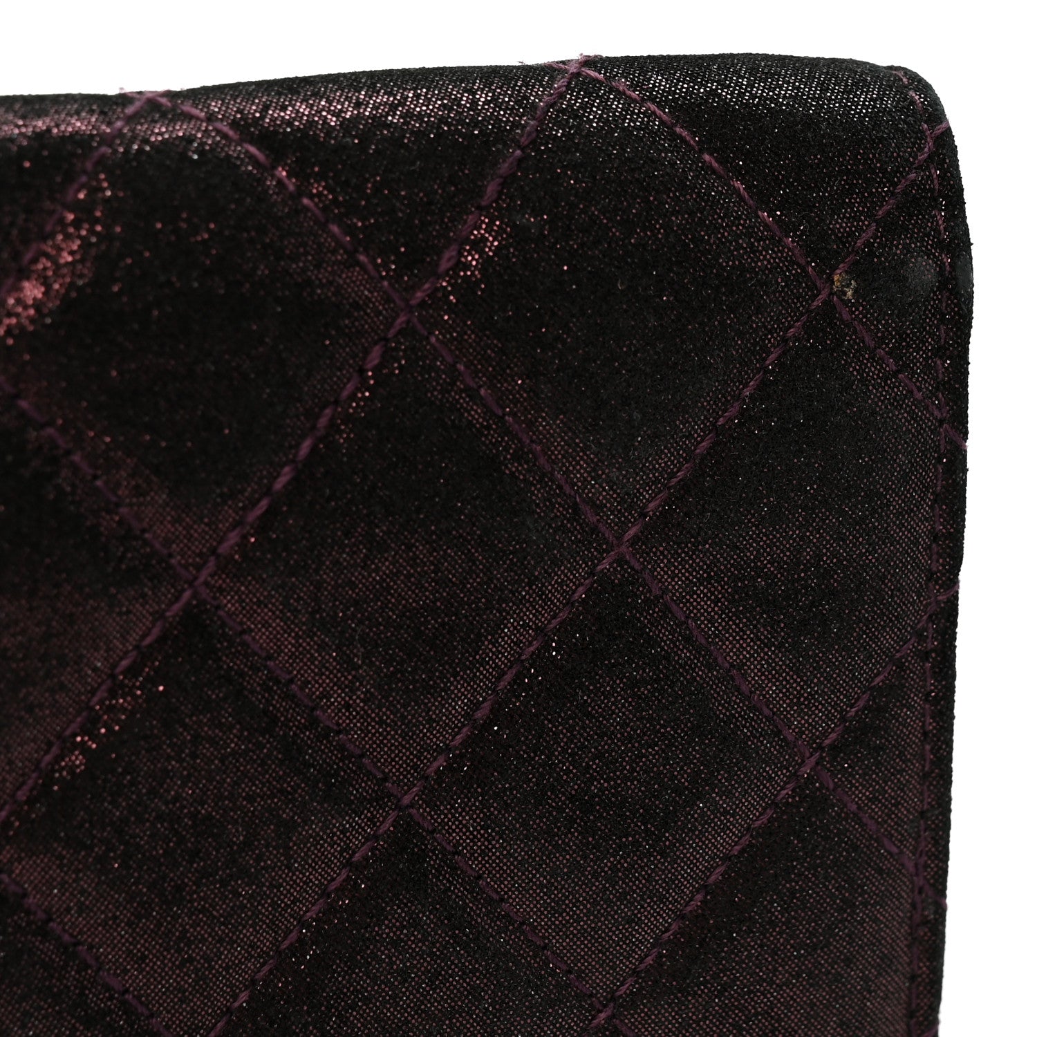 Chanel Iridescent Calfskin Quilted Tartan Button Yen Wallet Burgundy 12 of 12