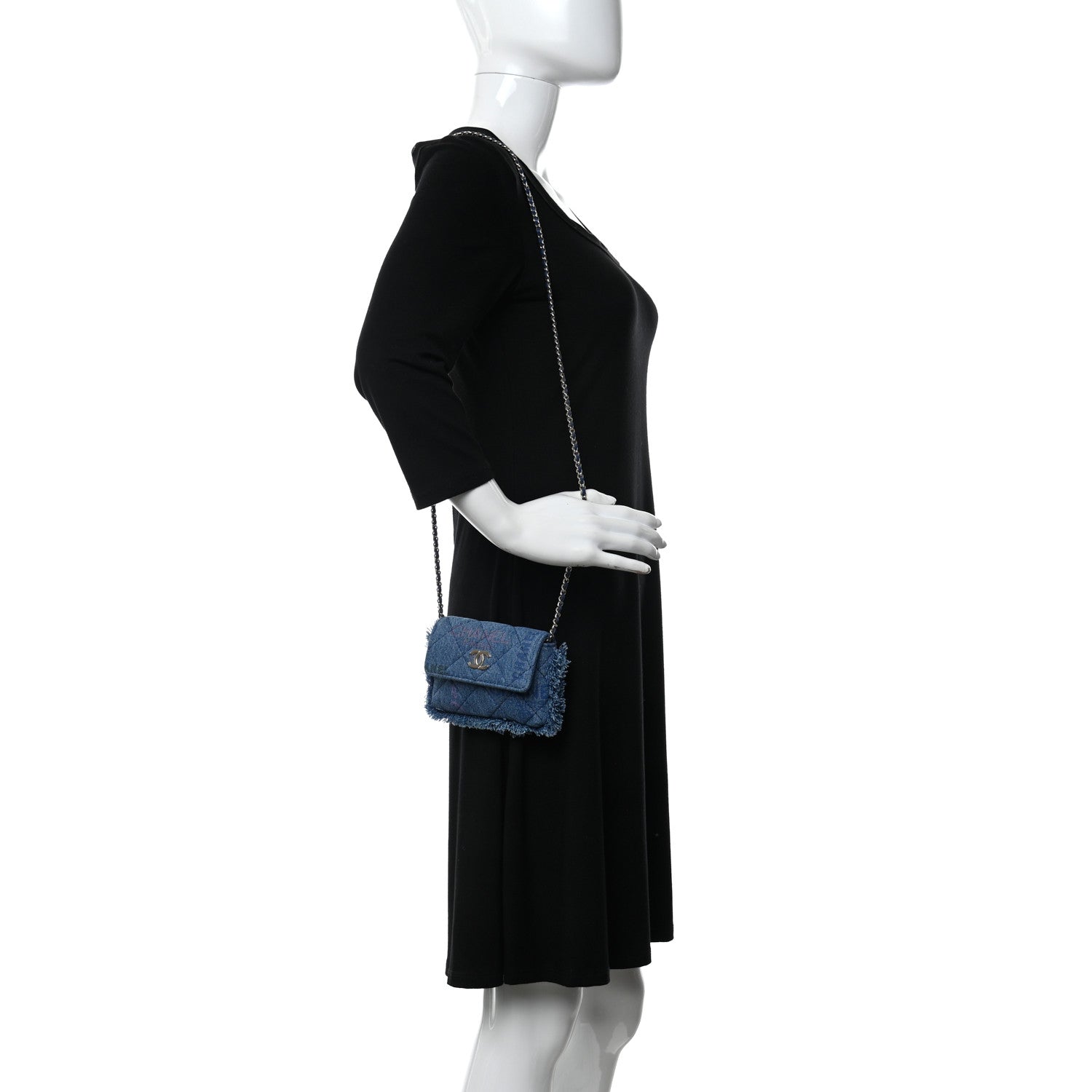 Chanel Denim Quilted Denim Mood Clutch With Chain Blue Multicolor 2 of 11