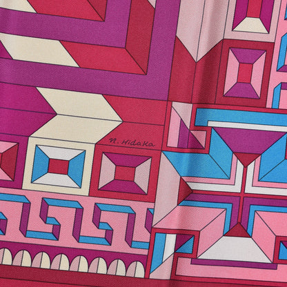 Hermes Silk Le Fil D'Ariane Scarf 90 Fuchsia Bleu Rose 5 of 8