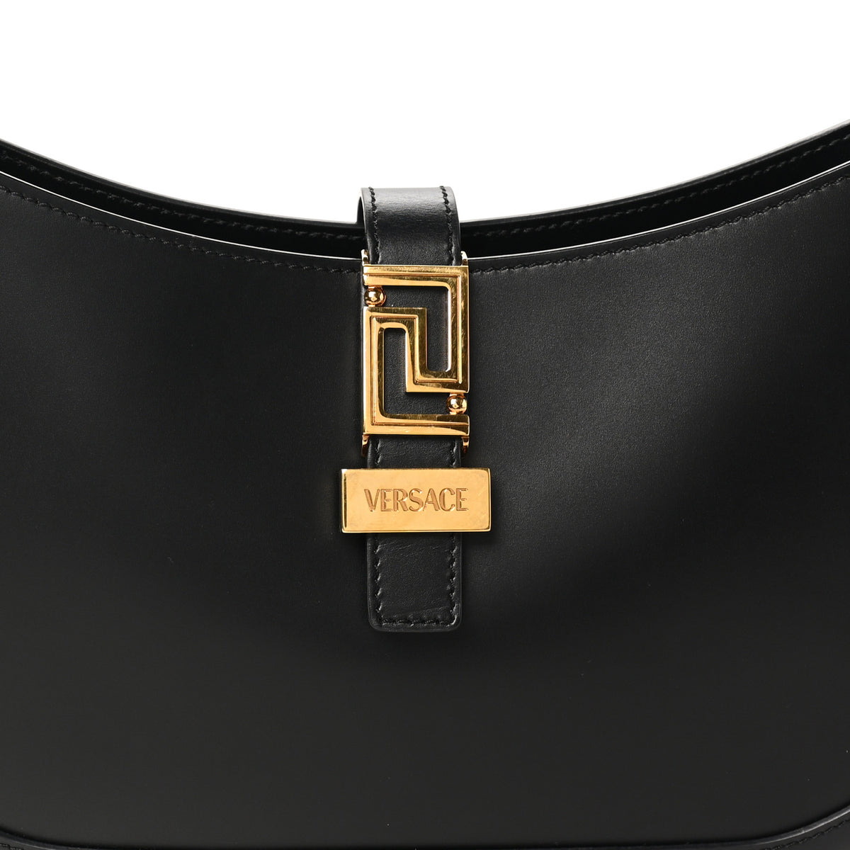 Calfskin Large Greca Goddess Hobo Black