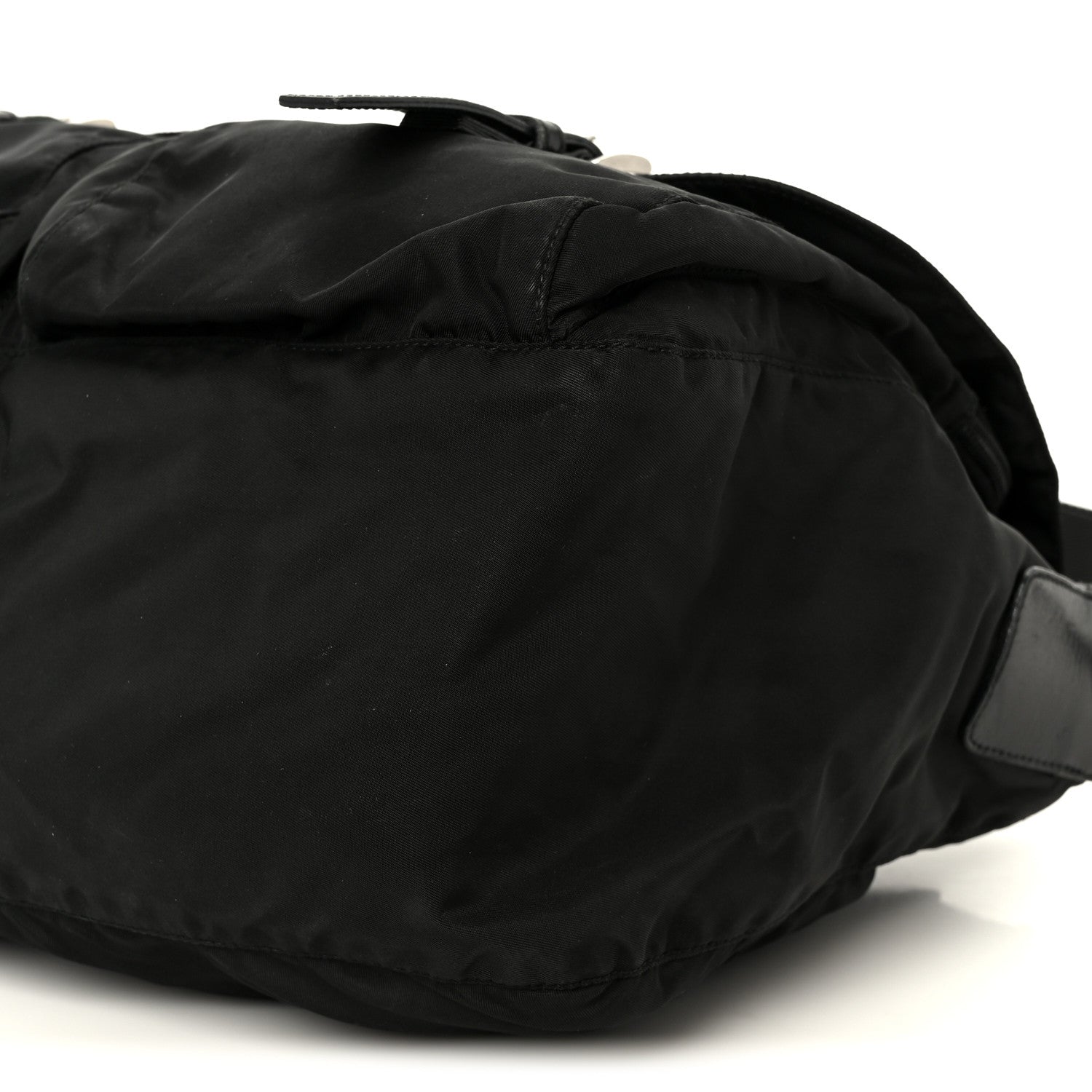 Prada Tessuto Nylon Saffiano Double Buckle Messenger Shoulder Bag Black 10 of 13