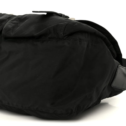 Prada Tessuto Nylon Saffiano Double Buckle Messenger Shoulder Bag Black 10 of 13