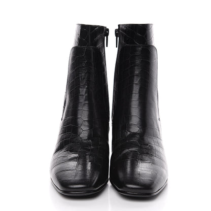 Givenchy Calfskin Crocodile Embossed Ankle Boots 36 Black 2 of 7