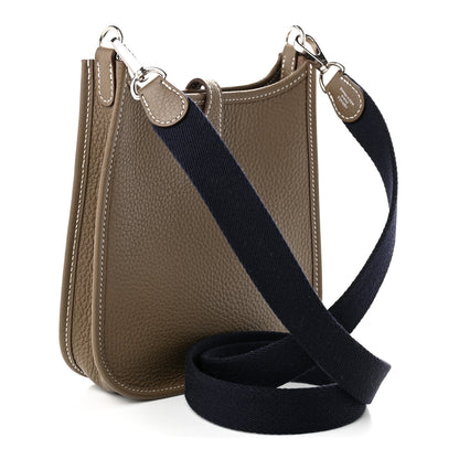 Hermes Taurillon Clemence Amazone Evelyne TPM Etoupe Bleu Indigo 2 of 9