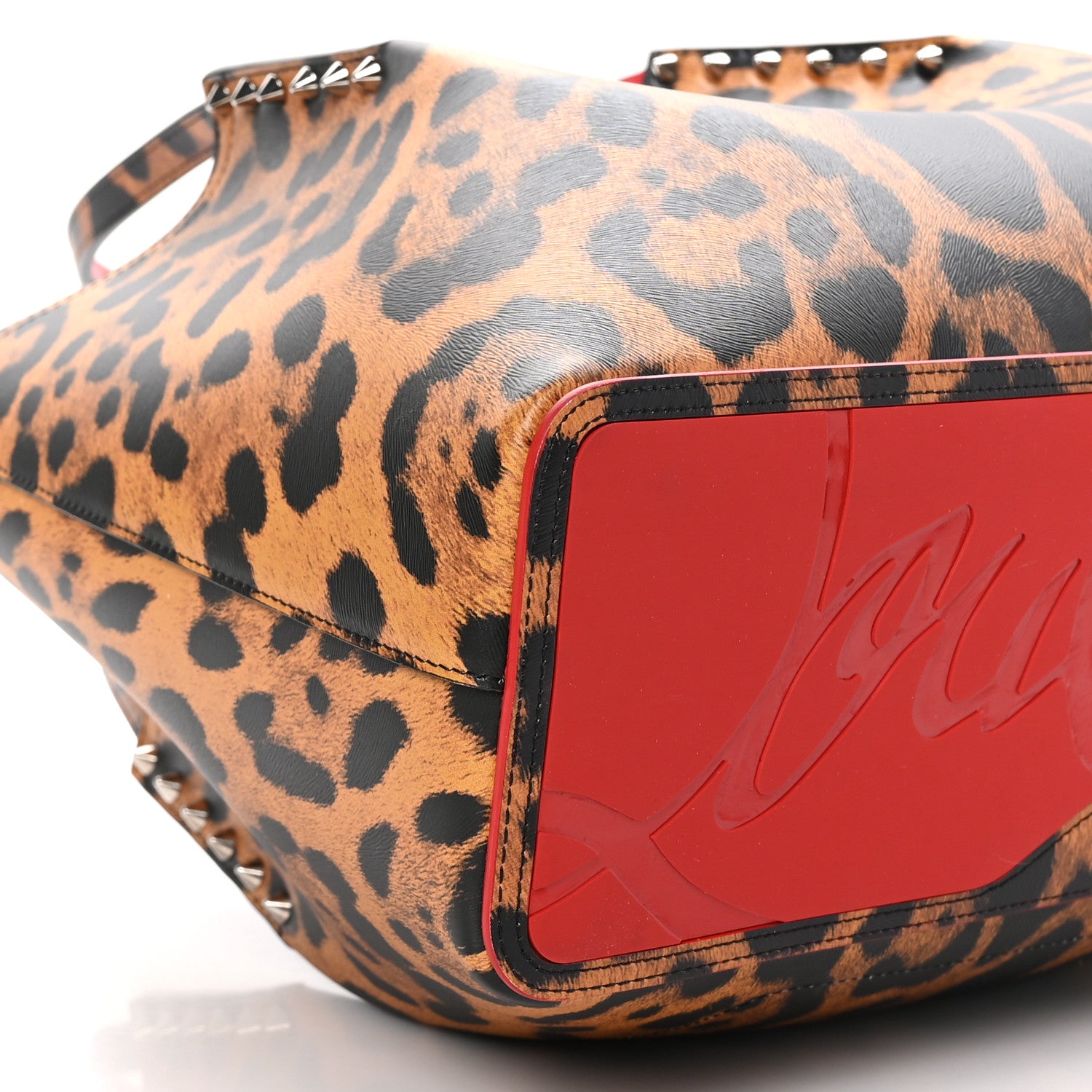 Christian Louboutin Calfskin Empire Leopard Print Spiked Cabarock Shopper Tote Spicy 8 of 9