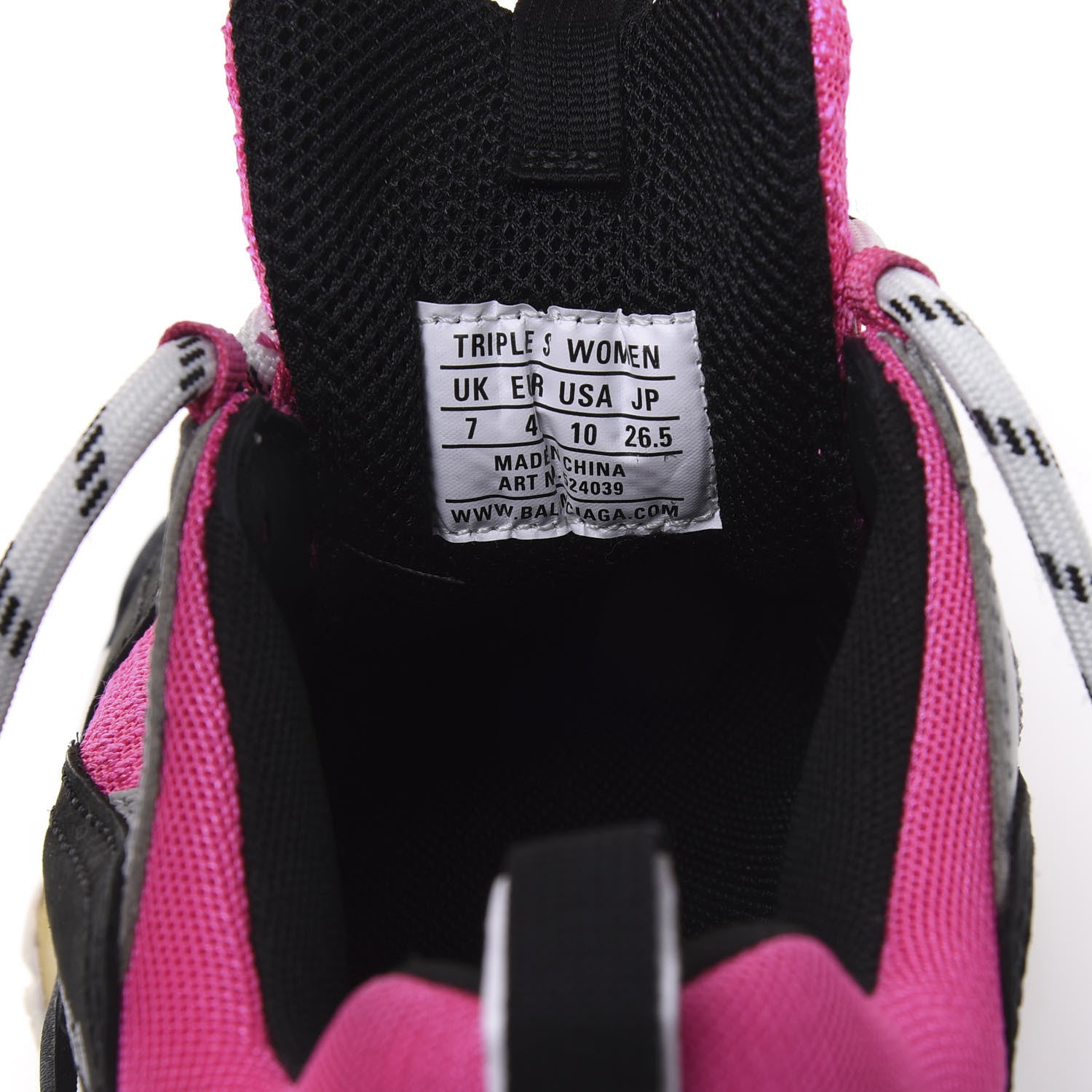Balenciaga Fabric Mesh Womens Triple S Sneakers 40 Fluo Pink Grey White 8 of 9