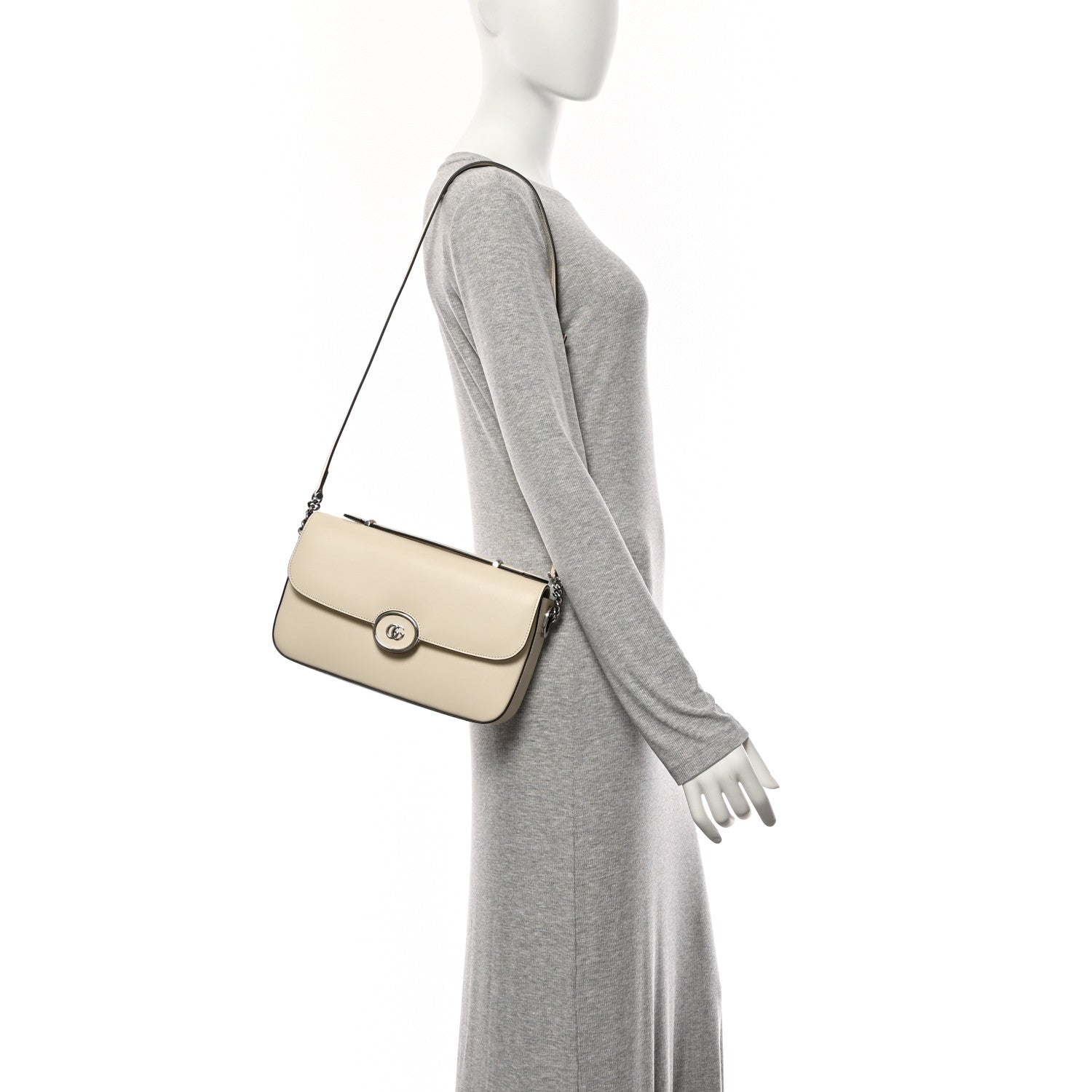 Gucci Senna Calfskin Petite GG Top Handle Shoulder Bag Mystic White 2 of 11