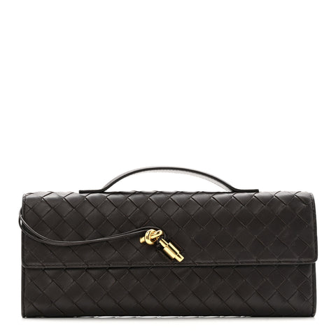 Nappa Intrecciato Long Andiamo Top Handle Clutch  Fondant
