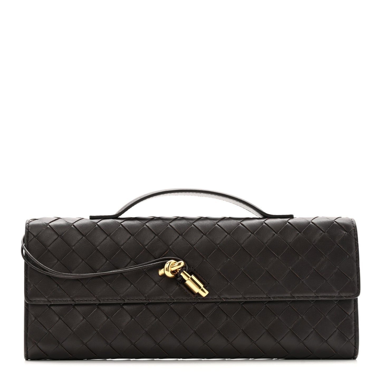 Nappa Intrecciato Long Andiamo Top Handle Clutch Fondant