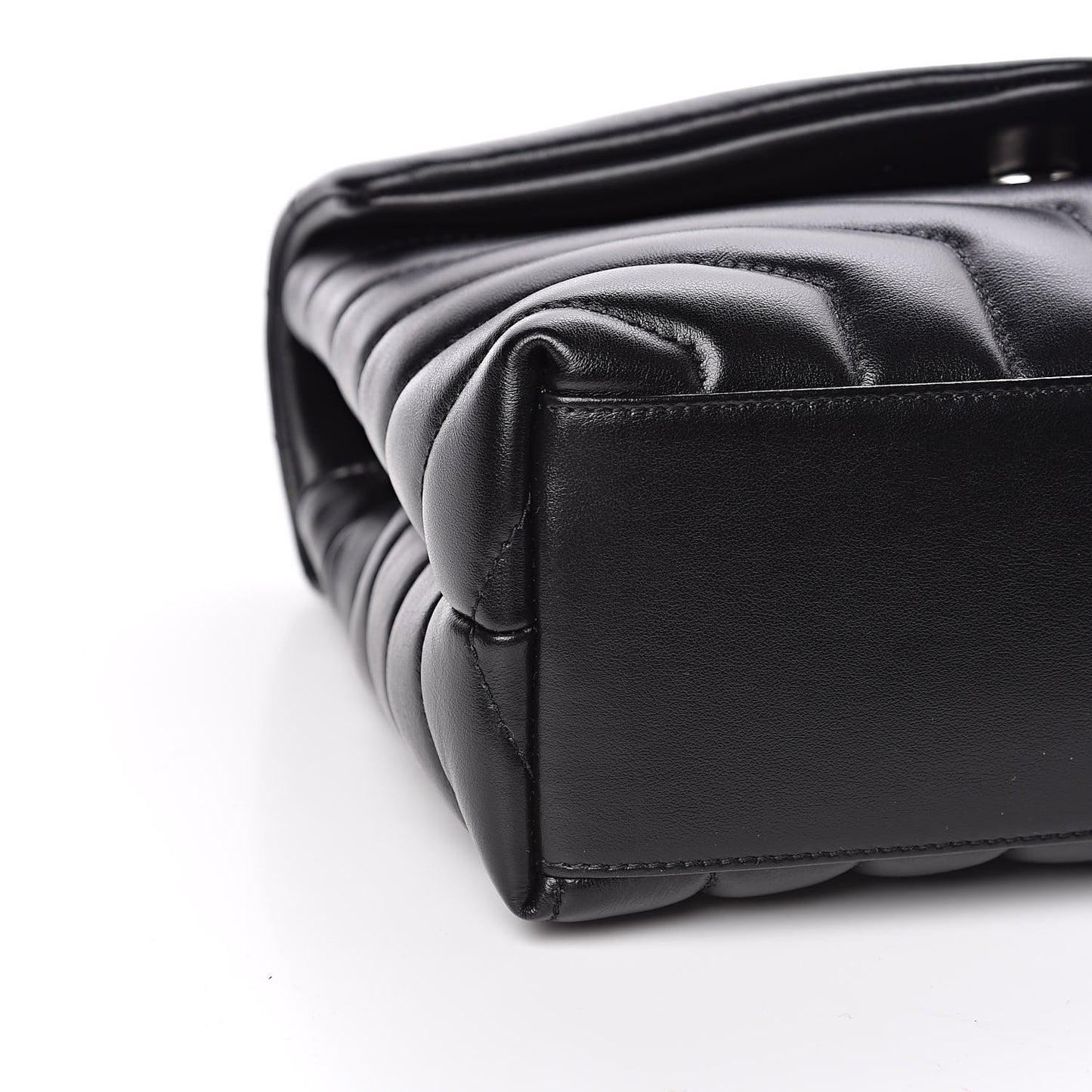 Calfskin Y Quilted Monogram Small Loulou Chain Satchel Black