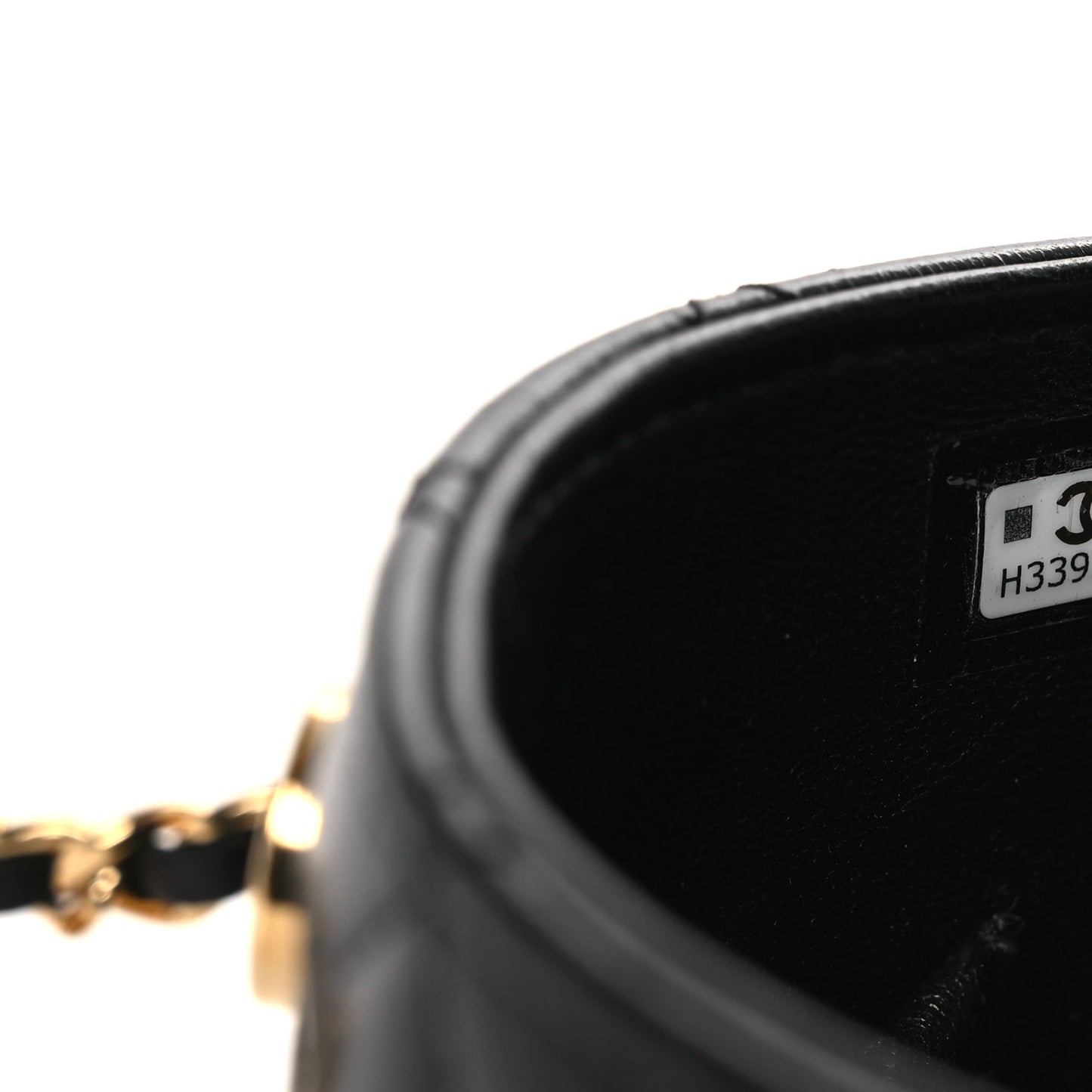 Lambskin Quilted Chain Top Handle Vanity With Chain  Black