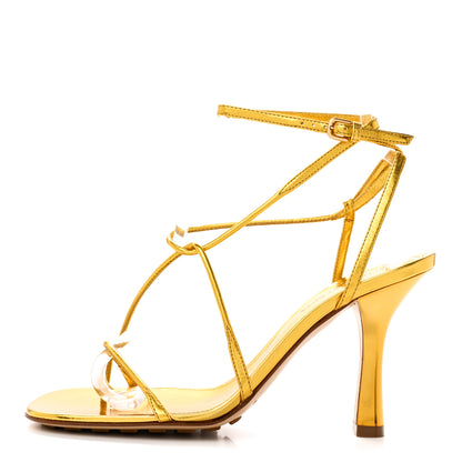 Bottega Veneta Laminated Calfskin The Line 90mm Sandals 36 Gold 1 of 9