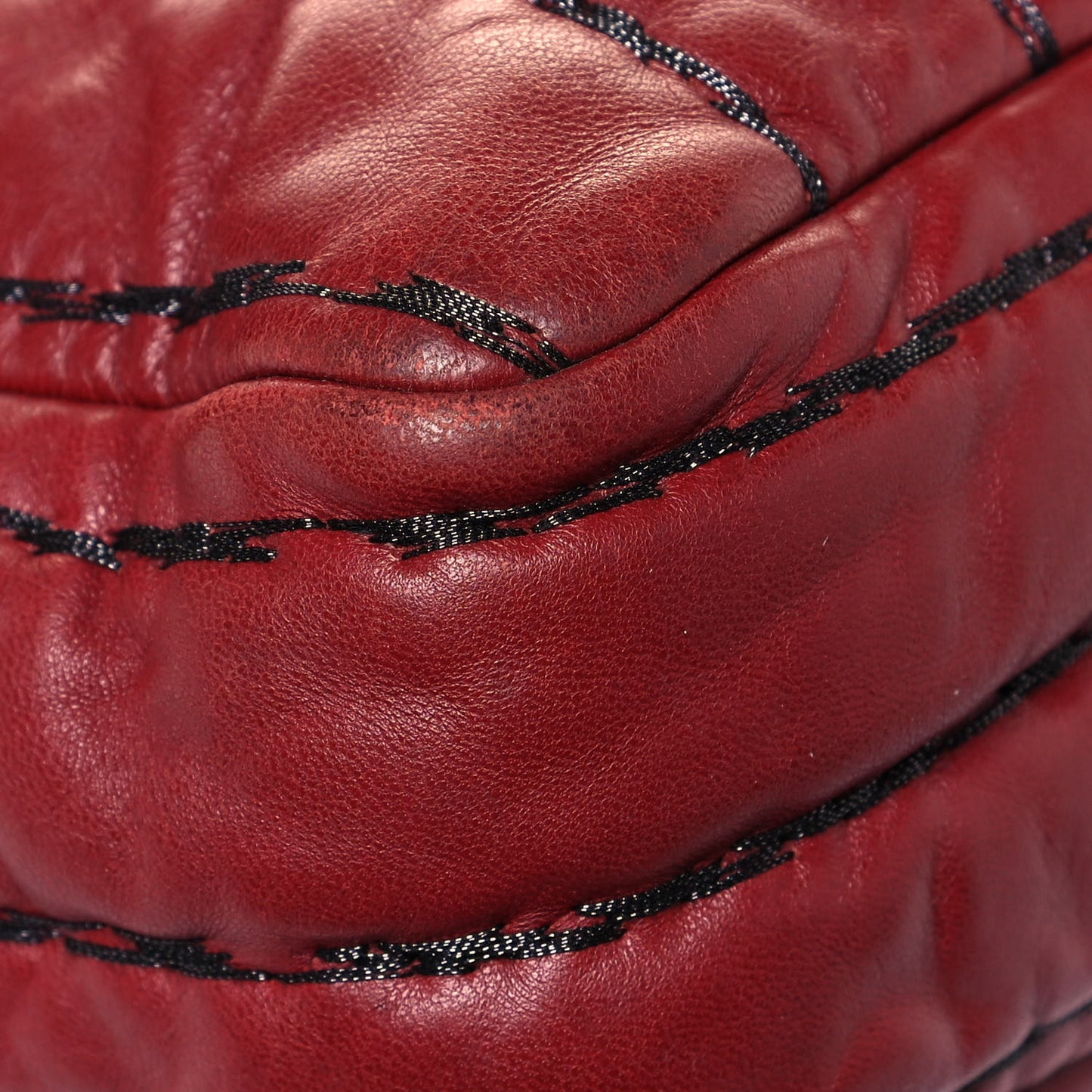 Lambskin Vertical Stitch Jumbo Single Flap Dark Red
