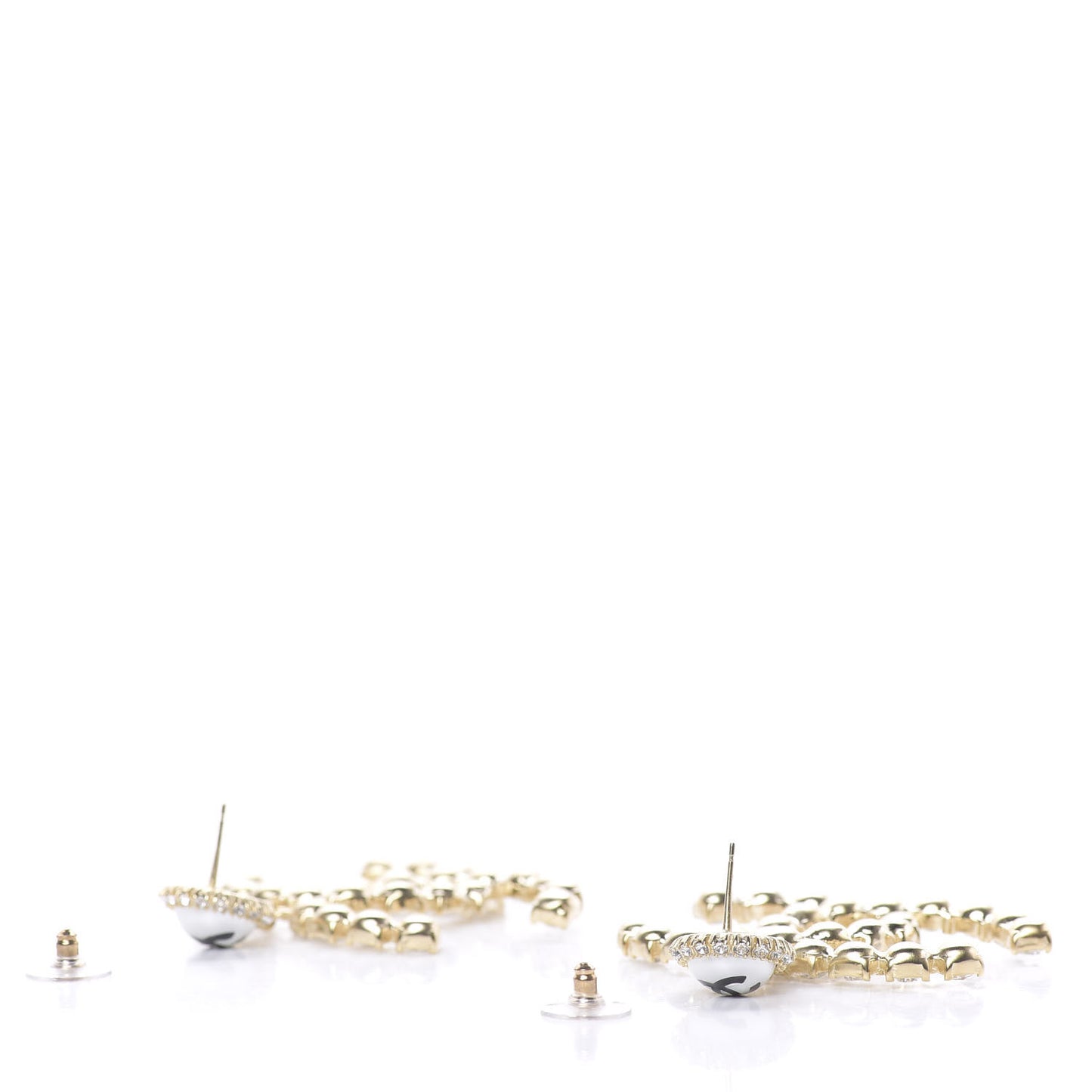 Crystal Pearl Large CC Drop Earrings Light Gold