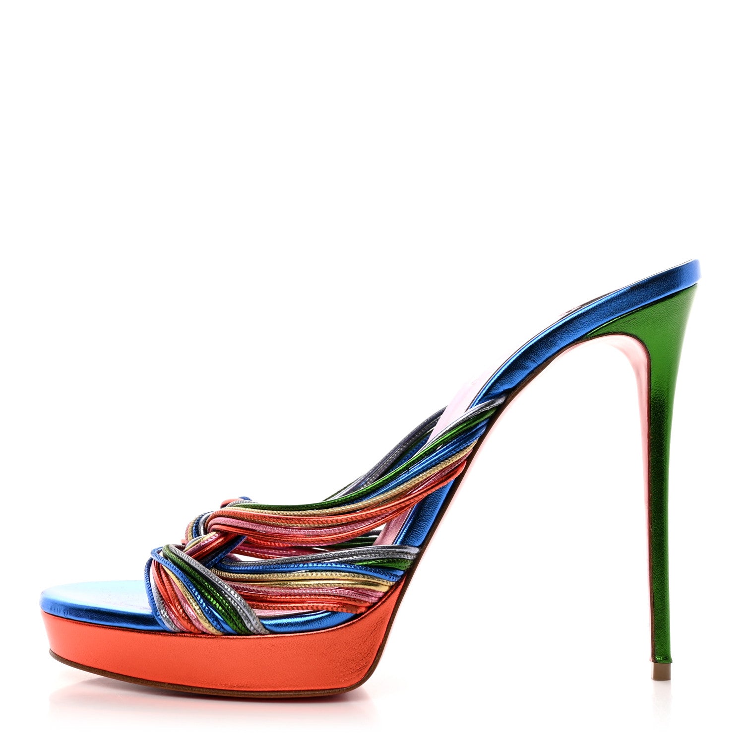 Christian Louboutin Kid Laminato Multitaski Alta 120 Sandals 41 Multi Lin Confettis 1 of 8