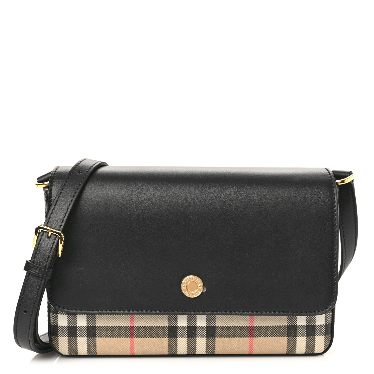 Burberry Calfskin Vintage Check New Hampshire Bag Black 1 of 8