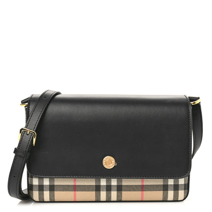 Burberry Calfskin Vintage Check New Hampshire Bag Black 1 of 8
