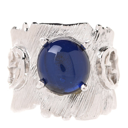 Gucci Metal Crystal GG Ring M Silver Blue 1 of 5