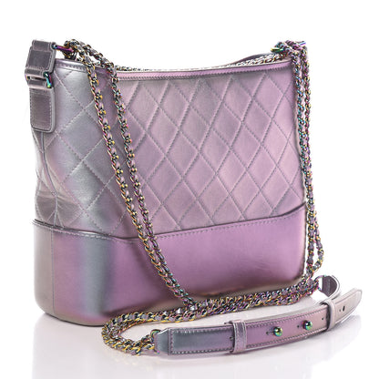 Chanel Iridescent Lambskin Calfskin Quilted Medium Gabrielle Hobo Light Purple 5 of 13