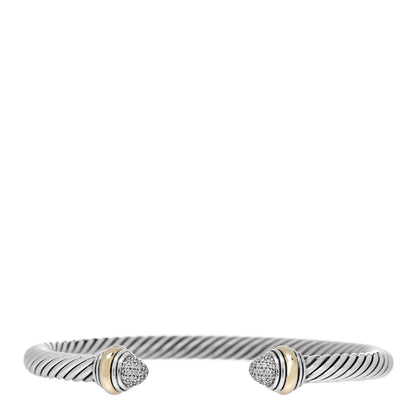 David Yurman Sterling Silver 14K Yellow Gold Diamond 5mm Cable Classics Bracelet 1 of 3