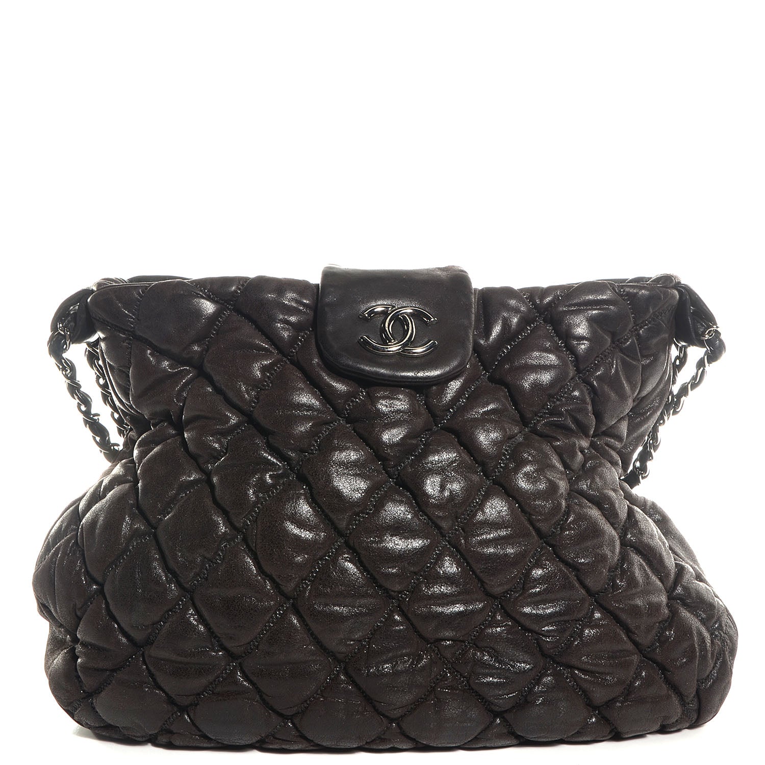 Chanel Calfskin Bubble Quilt Hobo Brown 1 of 7