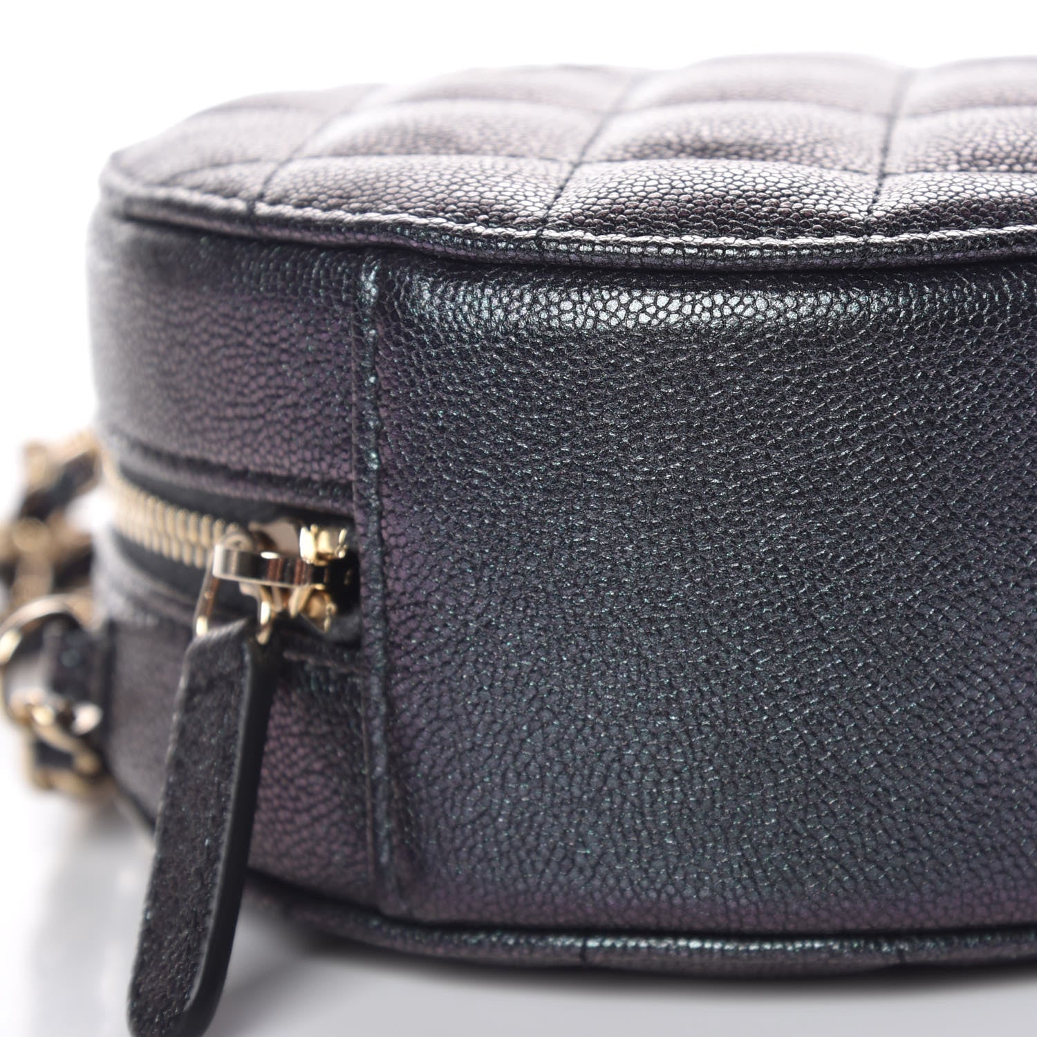 Chanel Iridescent Caviar Quilted Round Clutch With Chain Black 8 of 10