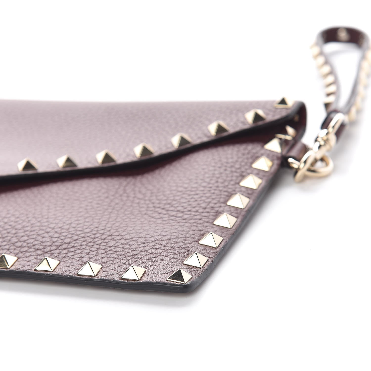 Valentino Garavani Pebbled Calfskin Medium Rockstud Envelope Flat Wristlet Pouch Rubin 8 of 10