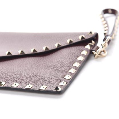 Valentino Garavani Pebbled Calfskin Medium Rockstud Envelope Flat Wristlet Pouch Rubin 8 of 10