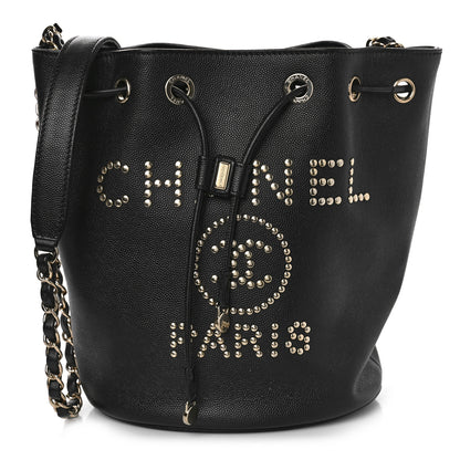 Chanel Caviar Deauville Drawstring Bucket Bag Black 1 of 9