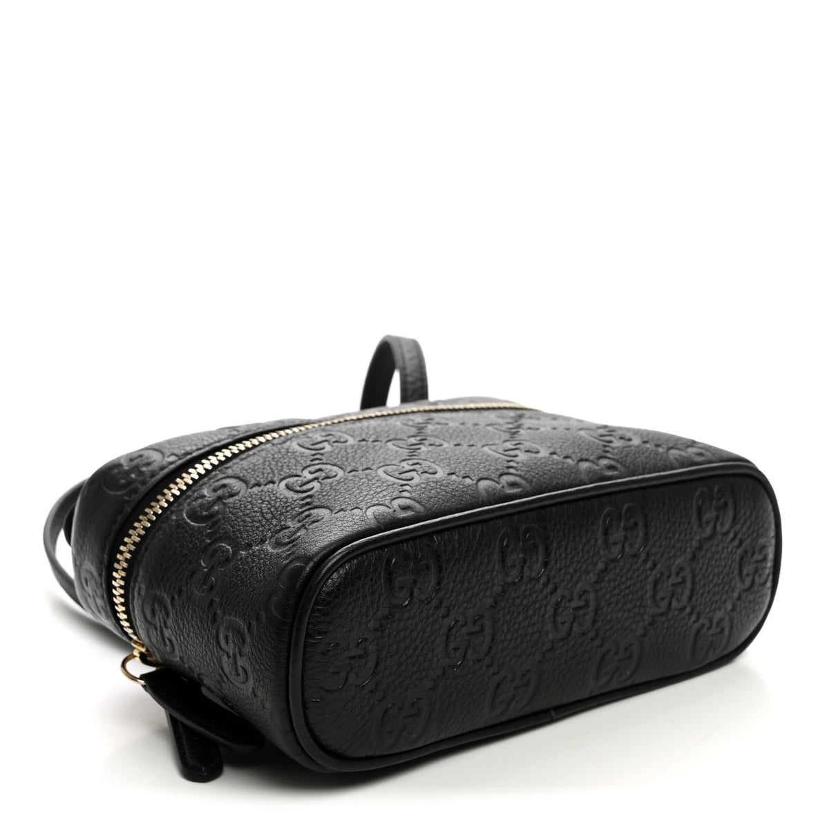 Gucci GG Calfskin Embossed Emblem Super MIni Crossbody Bag Black 4 of 9