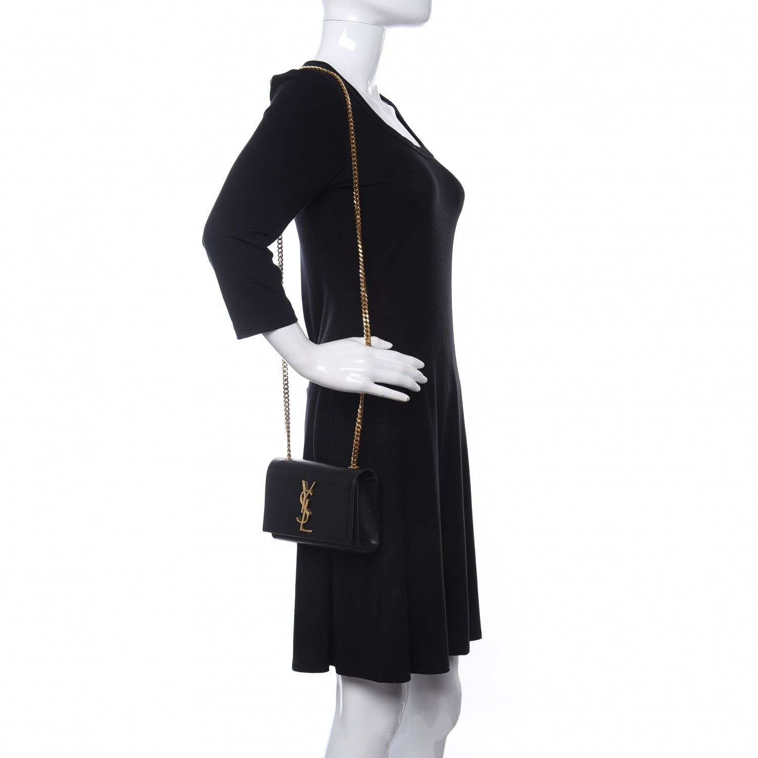 Saint Laurent Grain De Poudre Small Monogram Kate Satchel Black 2 of 12