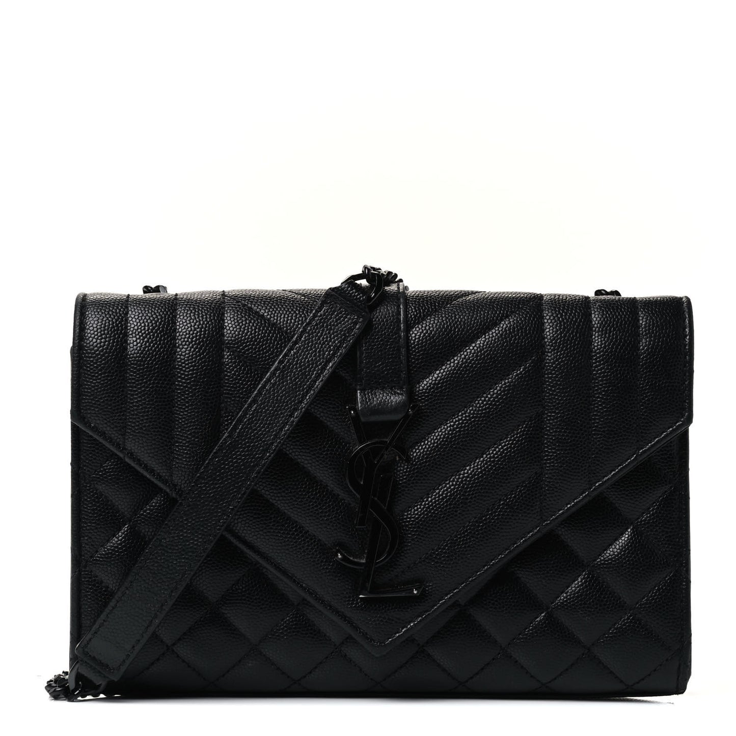 Grain De Poudre Textured Mixed Matelasse Triquilt Small Monogram Satchel Black