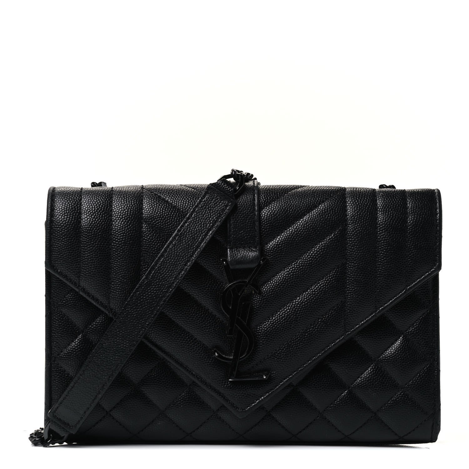 Saint Laurent Grain De Poudre Textured Mixed Matelasse Triquilt Small Monogram Satchel Black 1 of 4