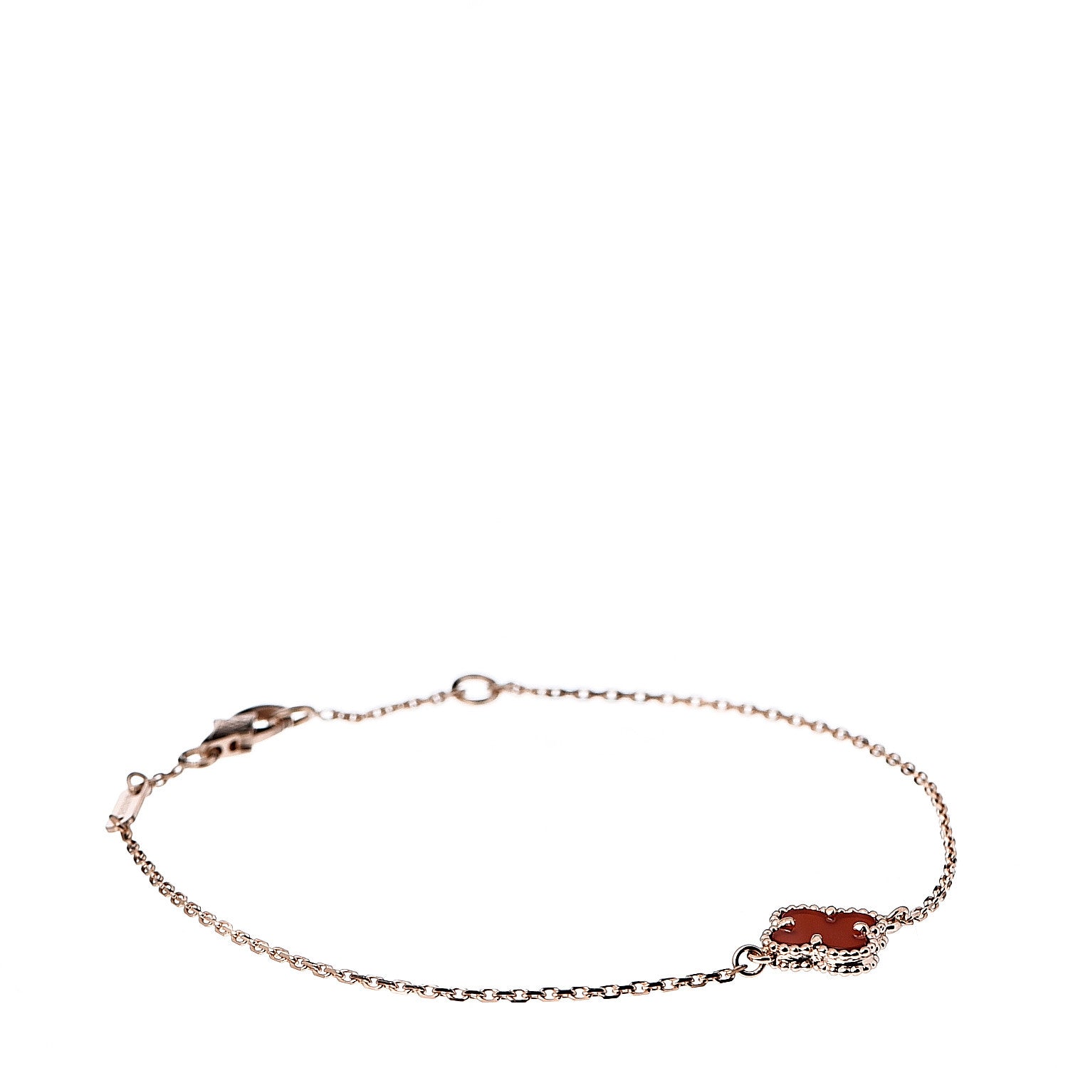 Van Cleef & Arpels 18K Rose Gold Carnelian Sweet Alhambra Bracelet 1 of 7