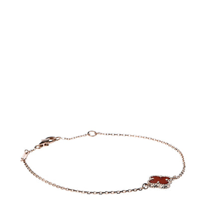Van Cleef & Arpels 18K Rose Gold Carnelian Sweet Alhambra Bracelet 1 of 7