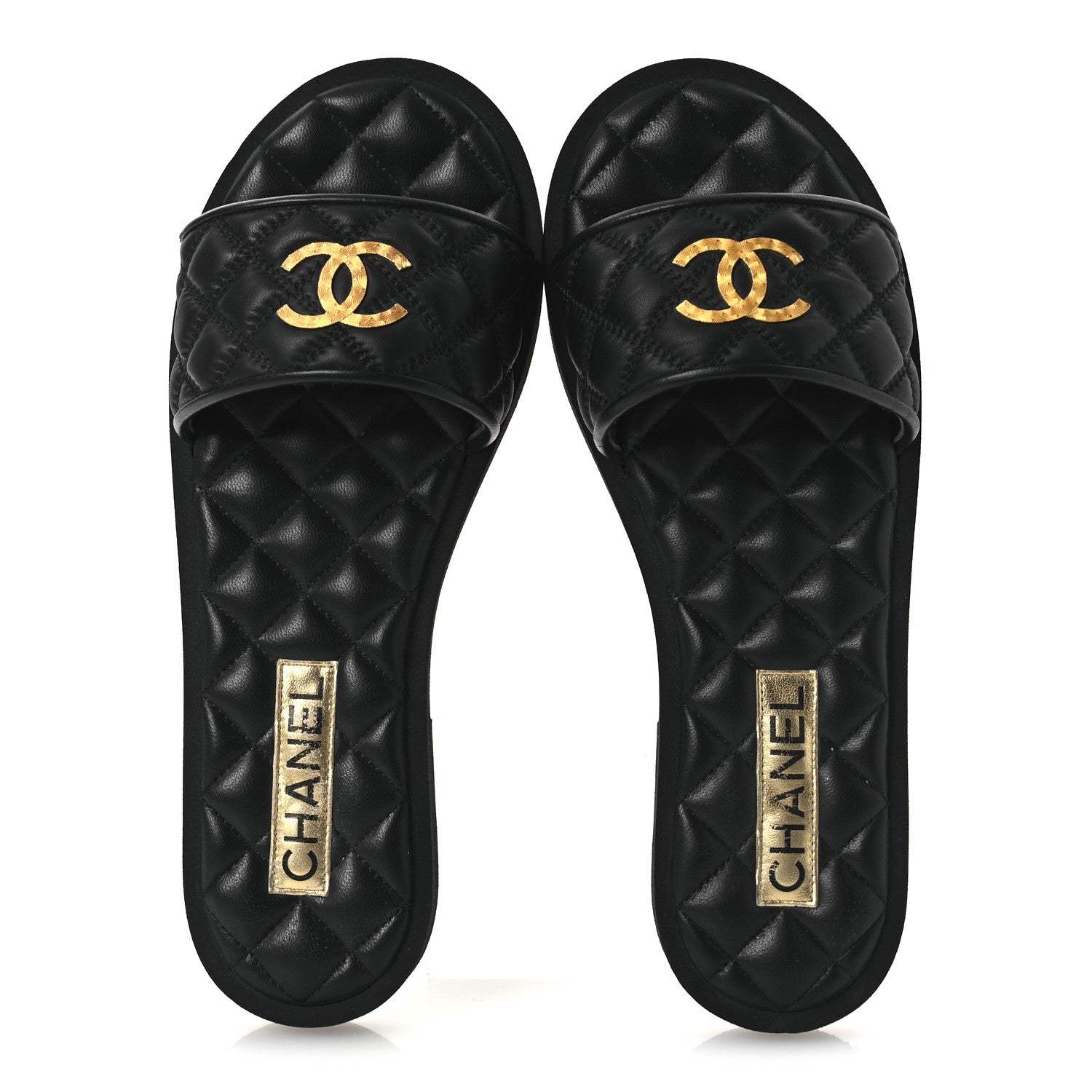 Chanel Lambskin Quilted Textured CC Mules Sandals 39 Black 6 of 11