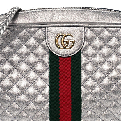 Gucci Laminated Nappa Web Trapuntata Small GG Shoulder Bag Argento 8 of 12