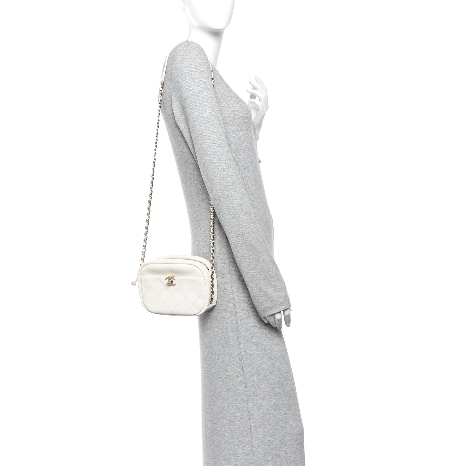 Chanel Goatskin Quilted Small Casual Trip Camera Case White 2 of 11