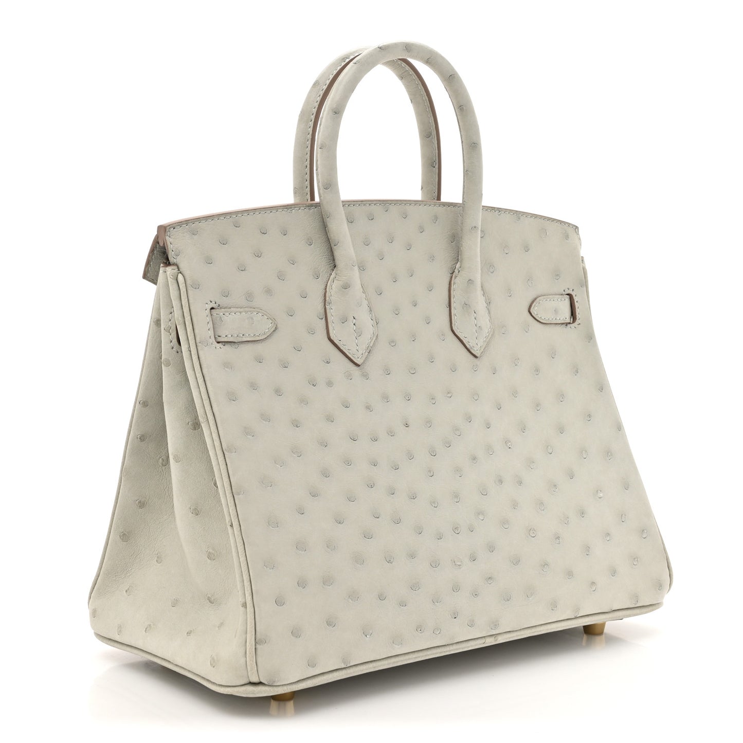 Ostrich Birkin 25 Gris Perle