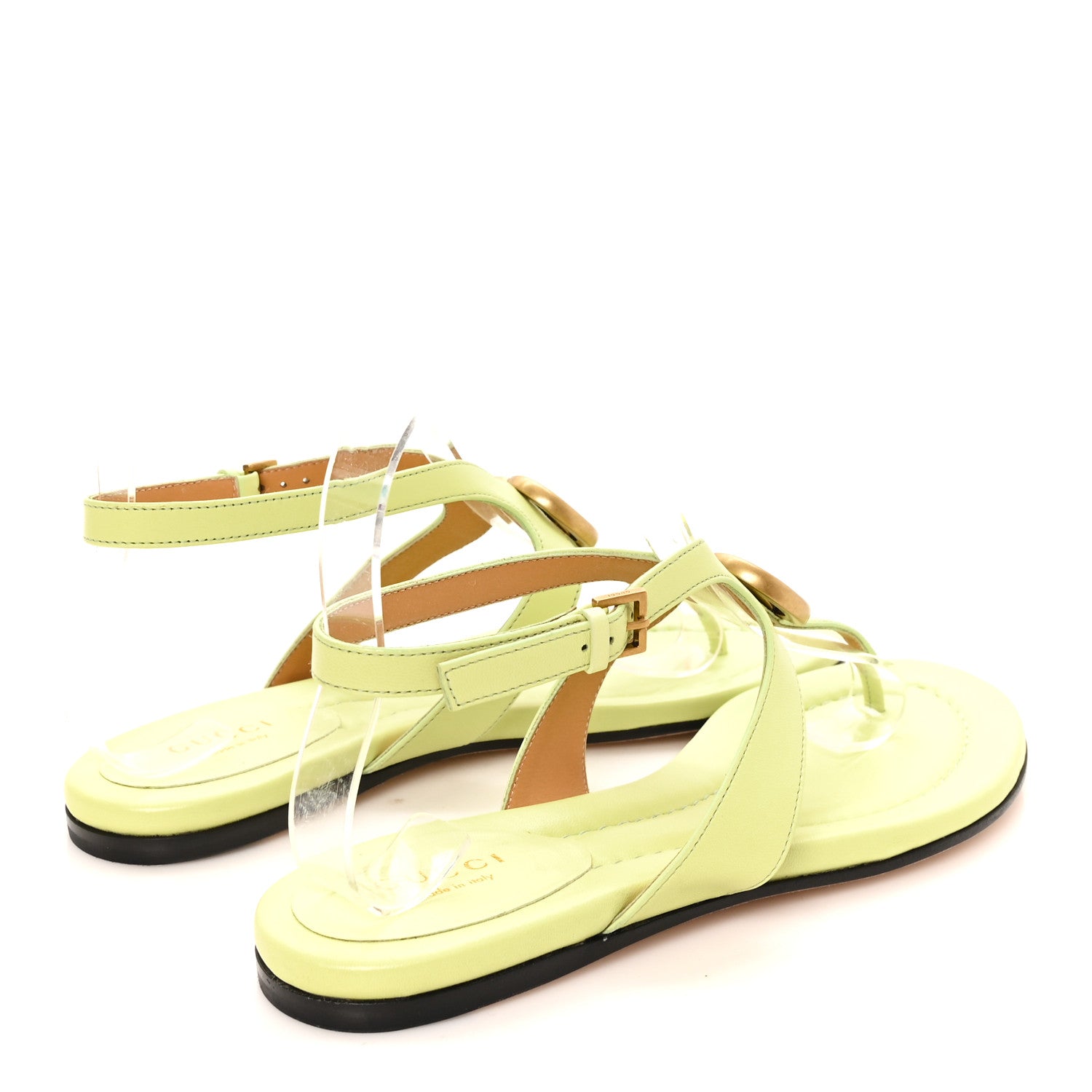Gucci Calfskin Double G Thong Flat Sandals 36.5 Pistachio Green 5 of 9