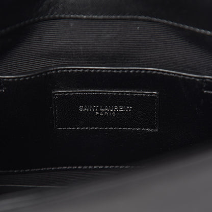 Saint Laurent Calfskin Monogram Chevron Studded Shoulder Bag Black 8 of 13