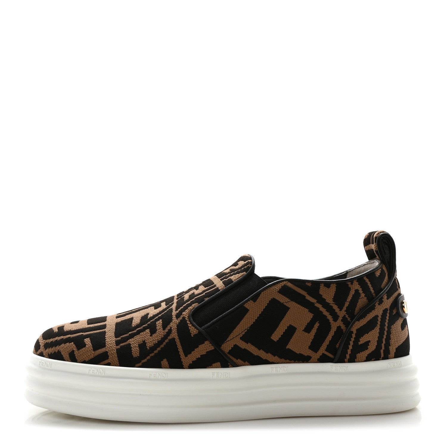 Fendi X SARA COLEMAN Canvas FF Vertigo Embroidered Womens Rise Slip On Sneakers 39 Tobacco Black 1 of 8