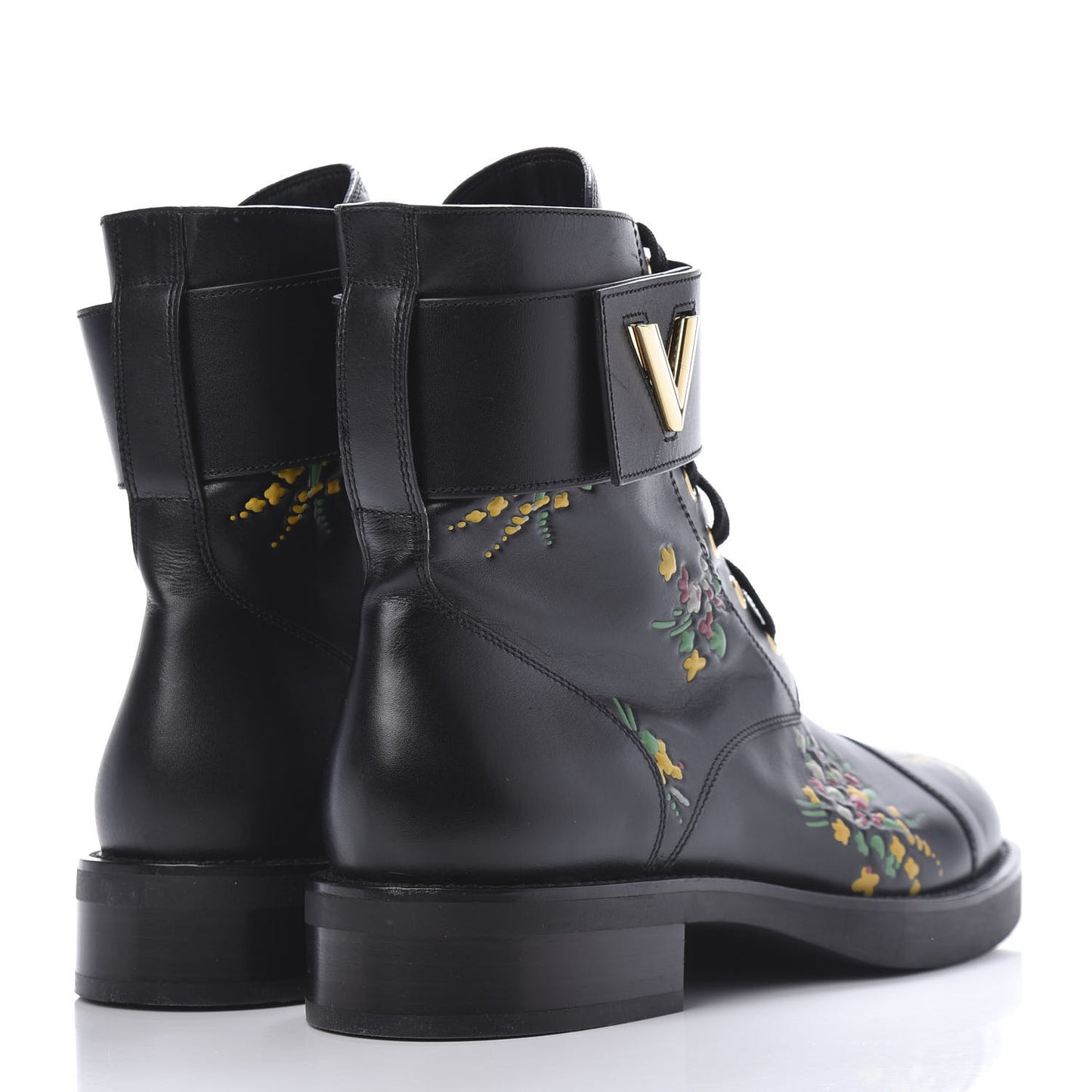 Calfskin Wonderland Ranger Flowers Boots 37.5 Black