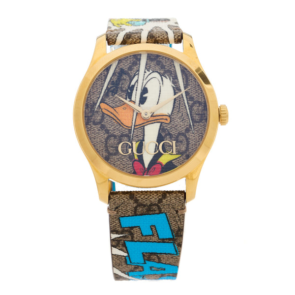Gucci X DISNEY Stainless Steel Canvas 38mm G-Timeless Donald Duck